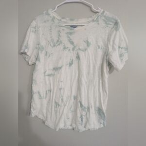 Old Navy Light Green Subtle Tie Dye Scoop Neck Everywhere Tee Shirt